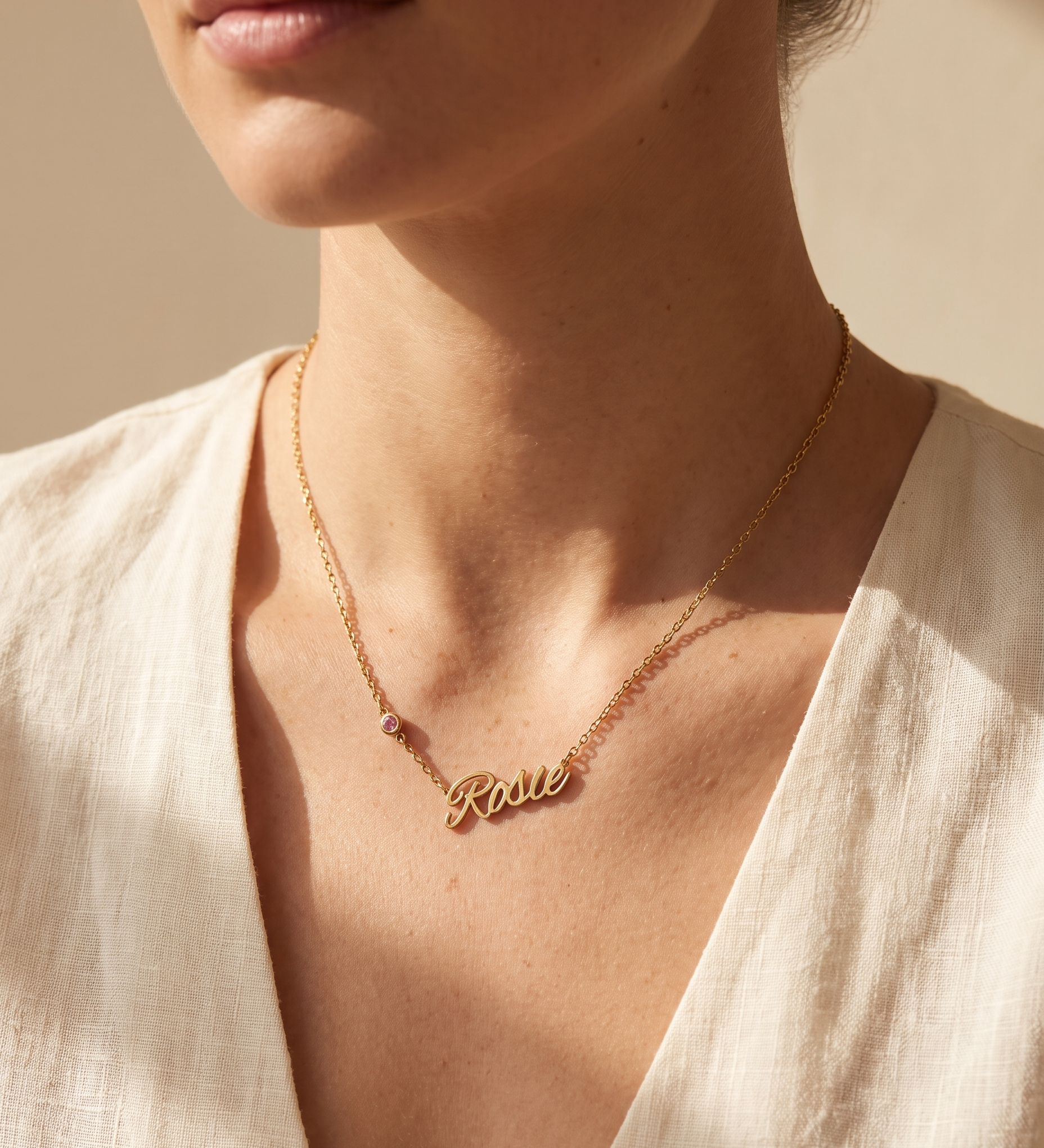 ROSIE - NAAM & GEBOORTESTEEN KETTING