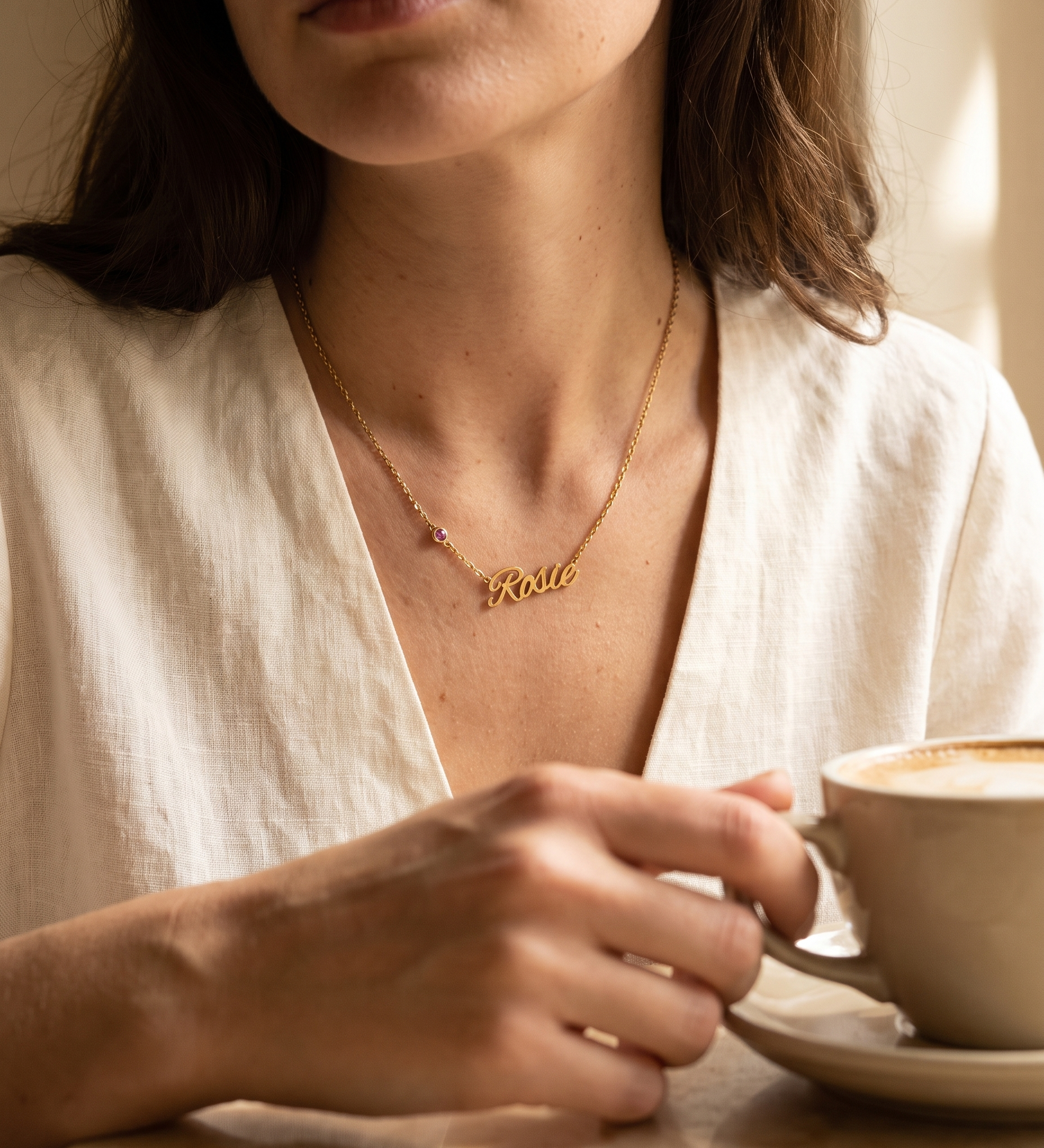 ROSIE - NAAM & GEBOORTESTEEN KETTING